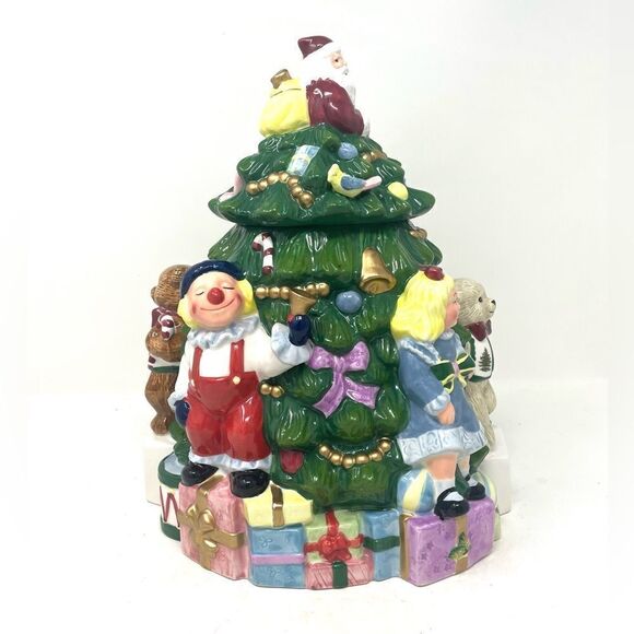 Spode Christmas Tree Hand Painted Cookie Jar NIB “Toys Around The Tree” - Picture 4 of 7
